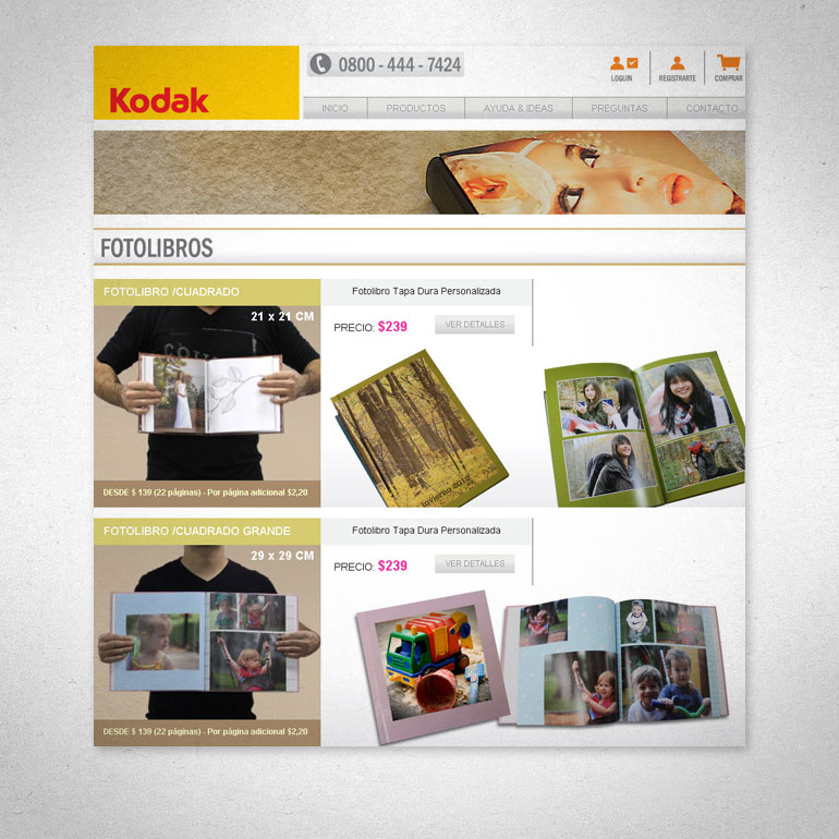 Web Kodak para  impresión de fotolibros